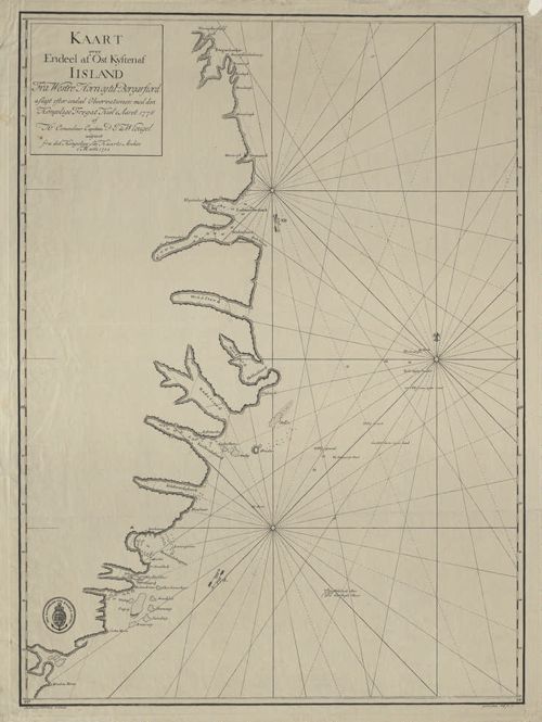 Kaart over Endeel af Öst Kysten af Iisland Fra Westre Horn og til Borgarfiord