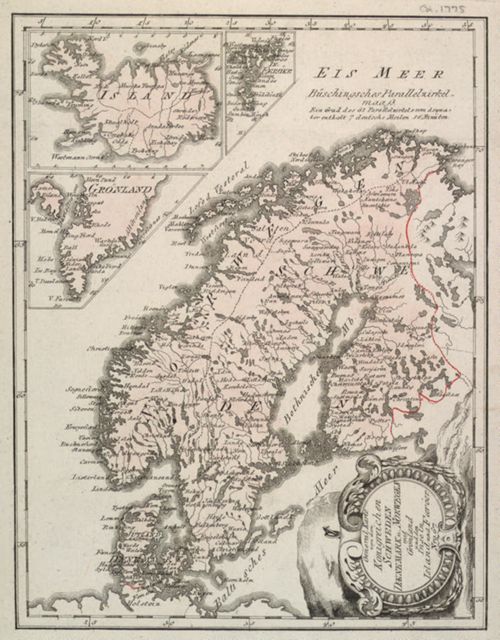 General Karte von den Königreichen Schweden, Dænemark u. Norwegen mit Grönland und den Inseln Island und Færöer