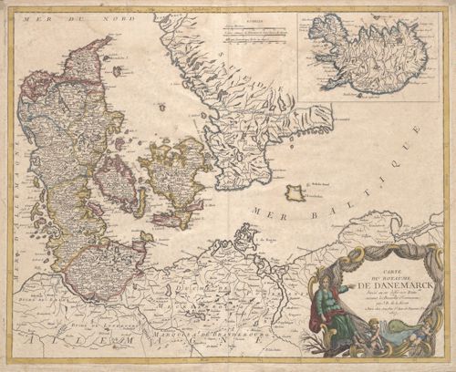 Carte du Royaume de Danemarck divisé en ses différents Etats suivant les Nouvelles Observations