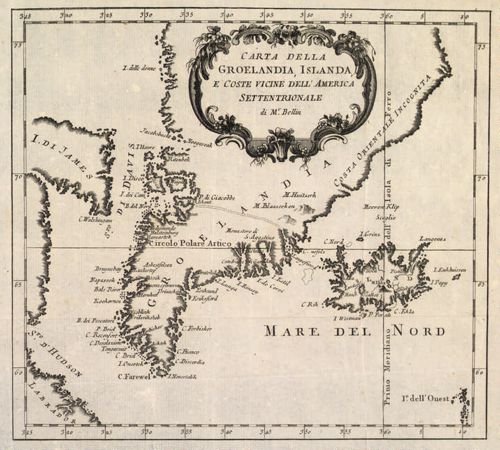 Carta della Groelandia, Islanda e coste vicine dell' America settentrionale
