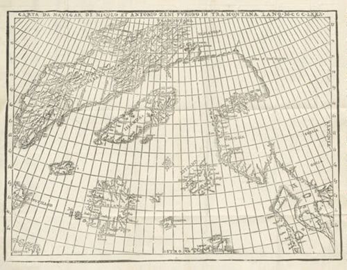 Carta da navegar de Nicolo et Antonio Zeni furono in Tramontana lano M.CCC.LXXX